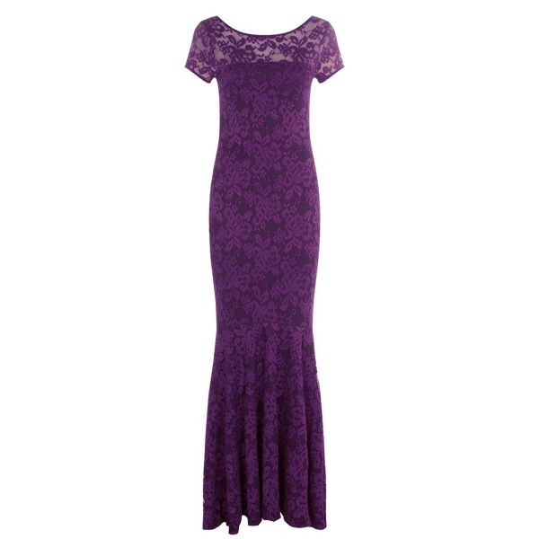 Exquisite HotSquash Purple Lace Maxi Dress with Capped Sleeve 62035_HSWD25253