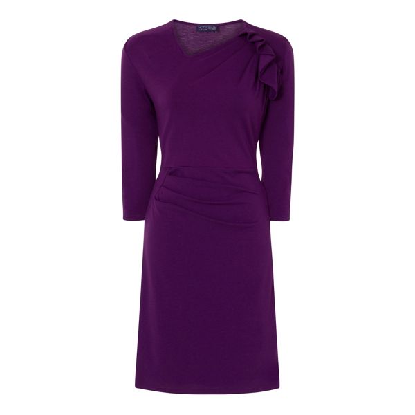 Classic HotSquash Purple ruffle jersey dress in thermal fabric 62035_HSWD35853 Outlet