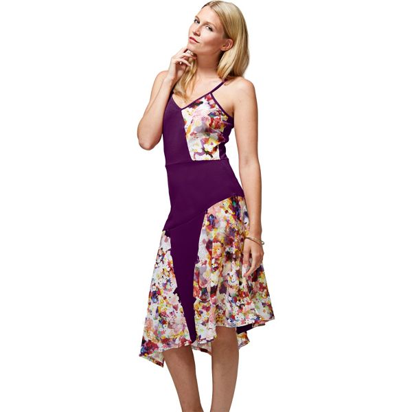 HotSquash Dresses - Purple spaghetti strap floral dress in clever fabric