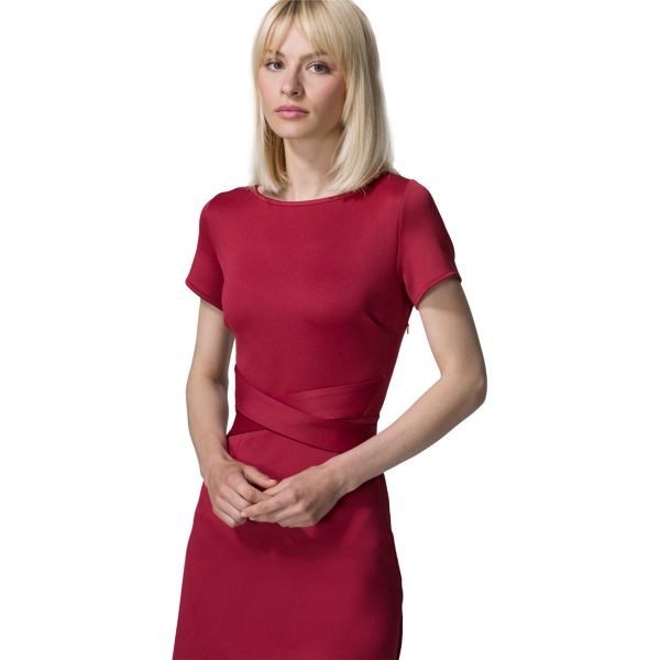 Classic HotSquash Red cross waist ponte dress in clever fabric 62035_HSWD30603 For Sale