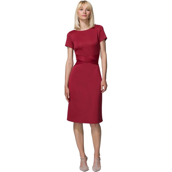 HotSquash Dresses - Red cross waist ponte dress in clever fabric