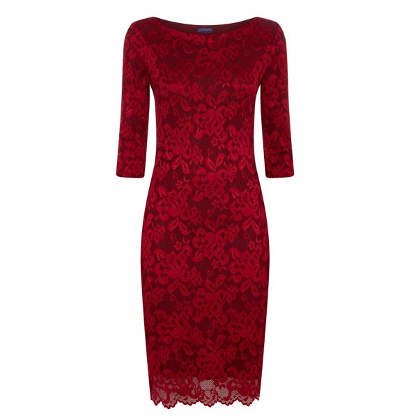 Fashion HotSquash Red long sleeved lace dress with Thin Heat 62035_HSWD21003 For Sale