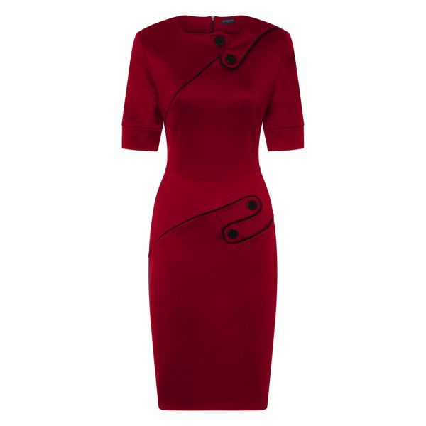 Fashion HotSquash Red ponte short-sleeved pencil dress 62035_HSWD32903