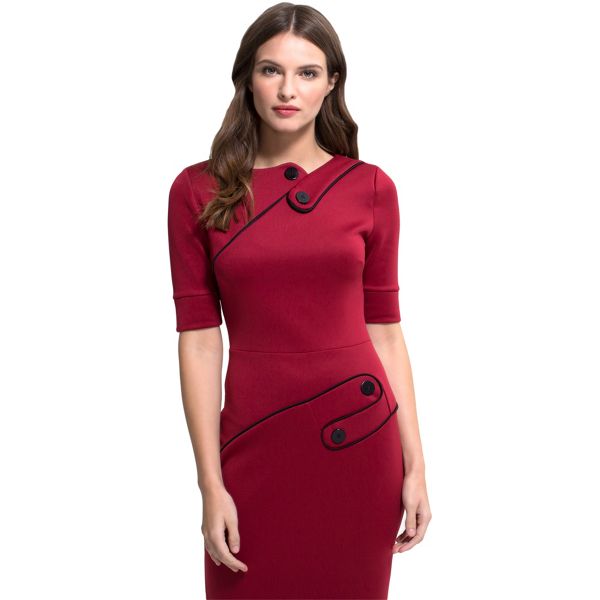 HotSquash Dresses - Red ponte short-sleeved pencil dress
