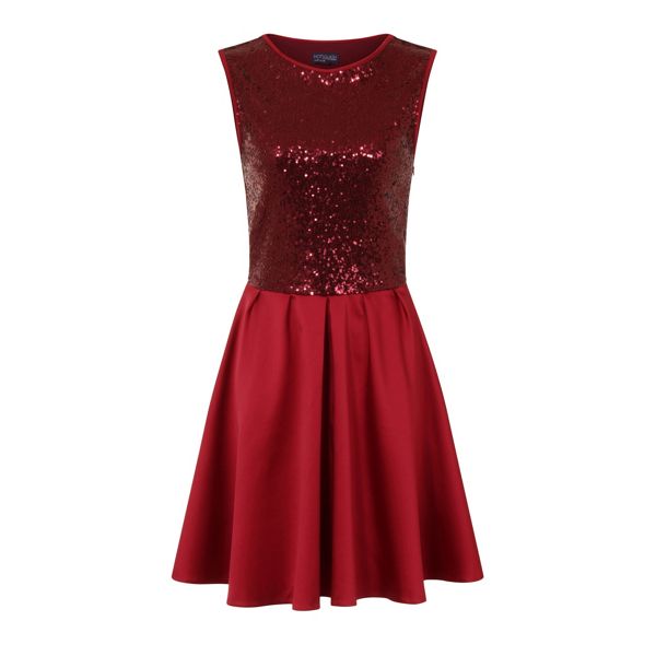 Stylish HotSquash Red sequin 'amber' sleeveless skater dress 62035_HSWD33803