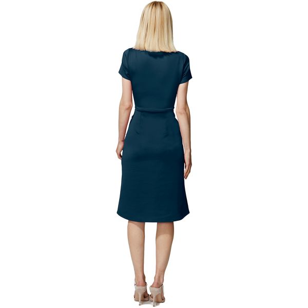 Classic HotSquash Teal Cross Waist Ponte Dress in Clever Fabric 62035_HSWD30645 Outlet