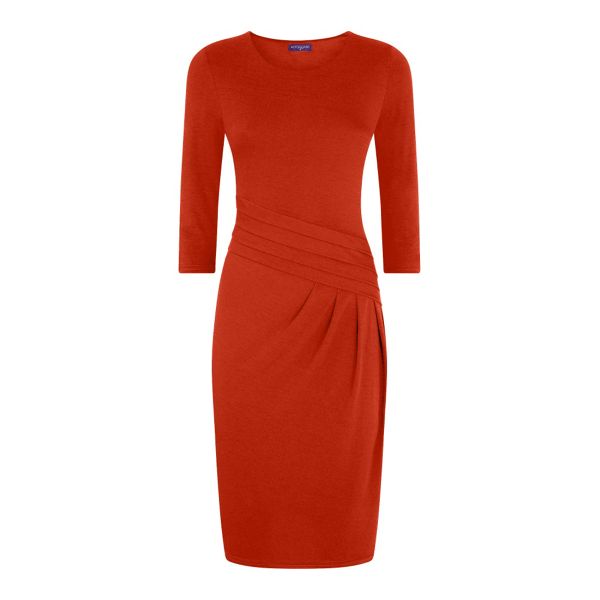 Timeless HotSquash Terracotta Pleat Waist Dress in Clever Fabric 62035_HSWD21376