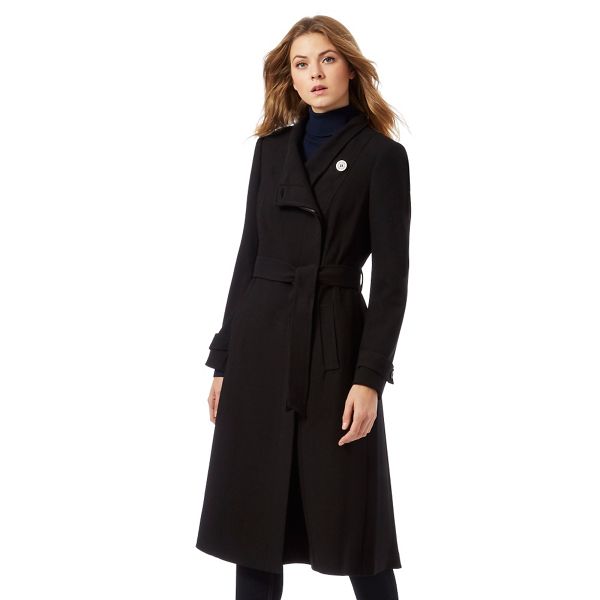 J by Jasper Conran Coats & Jackets - Black longline wrap coat