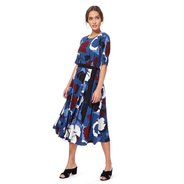 J by Jasper Conran Dresses - Blue floral print midi length tea dress