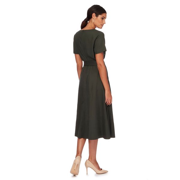 Latest J by Jasper Conran Dark green V-neck midi tea dress 170101363