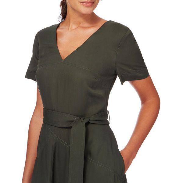 Latest J by Jasper Conran Dark green V-neck midi tea dress 170101363