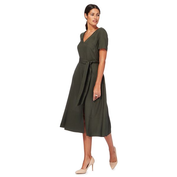 J by Jasper Conran Dresses - Dark green V-neck midi tea dress