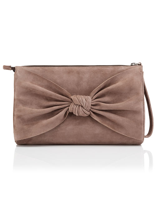 Jacques Vert 100% Leather Mid Brown SUEDE BOW BAG
