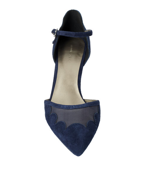 Exquisite Jacques Vert Navy SUEDE SCALLOP SHOE 10046209