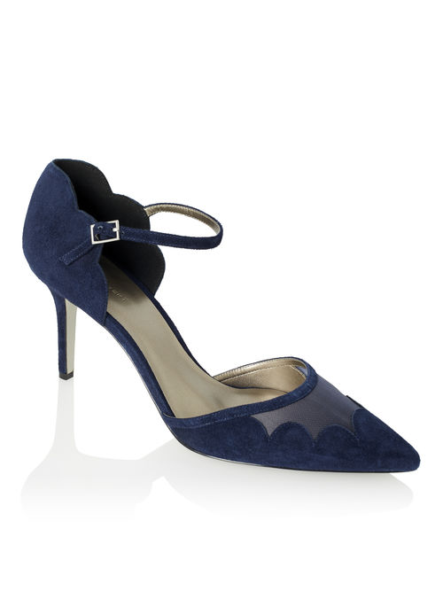 Exquisite Jacques Vert Navy SUEDE SCALLOP SHOE 10046209