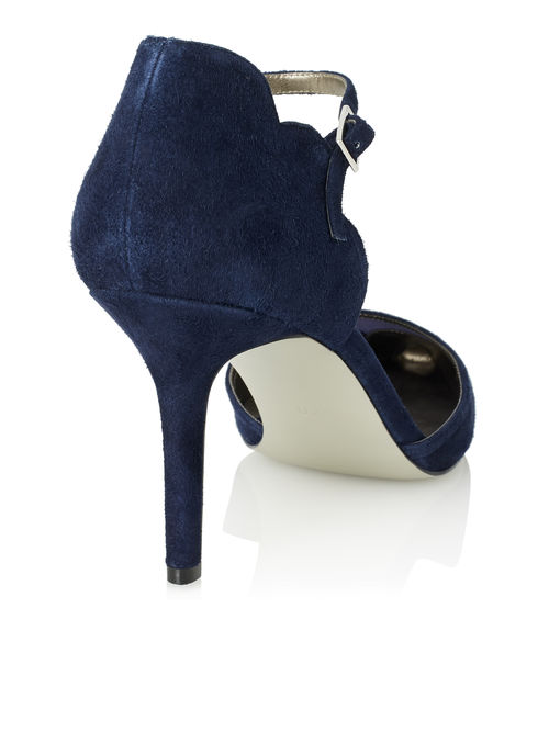 Exquisite Jacques Vert Navy SUEDE SCALLOP SHOE 10046209