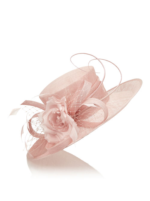 Jacques Vert 100% Natural Fibres Pastel Pink CONTRAST FLOWER HAT