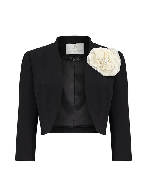 Jacques Vert 100% Polyester Black BOLERO WITH CORSAGE
