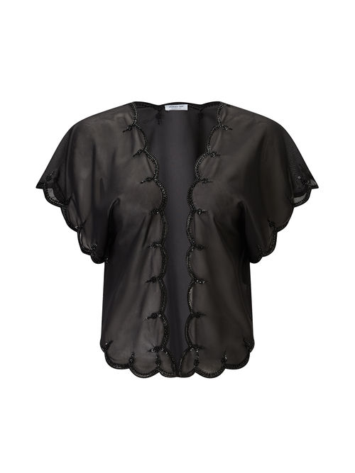 Jacques Vert 100% Polyester Black SCALLOP EDGE COVER UP