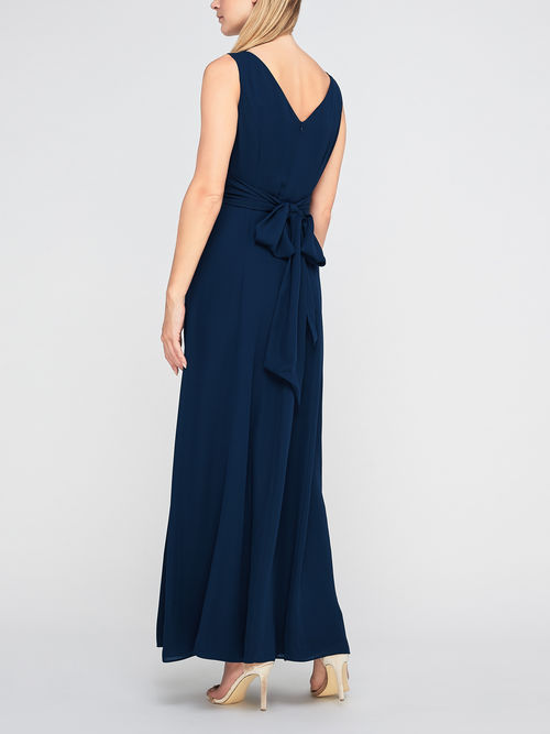 Classic Jacques Vert Dark Blue CHIFFON MAXI SHAWL DRESS 10046394