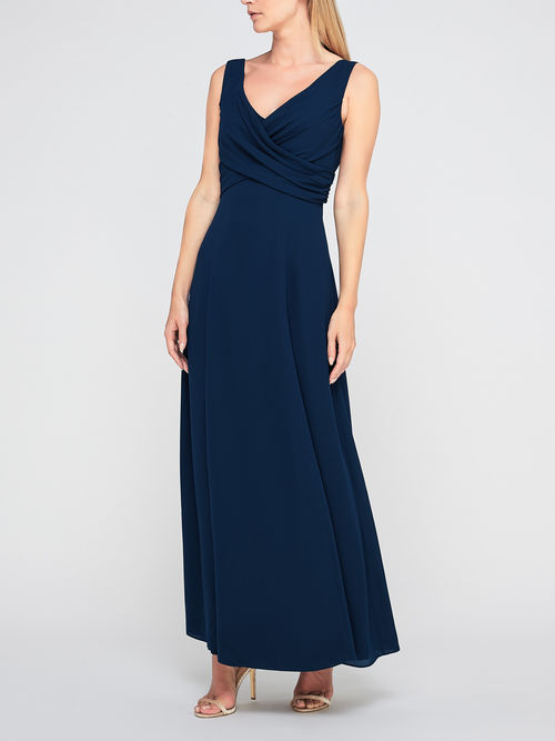 Classic Jacques Vert Dark Blue CHIFFON MAXI SHAWL DRESS 10046394