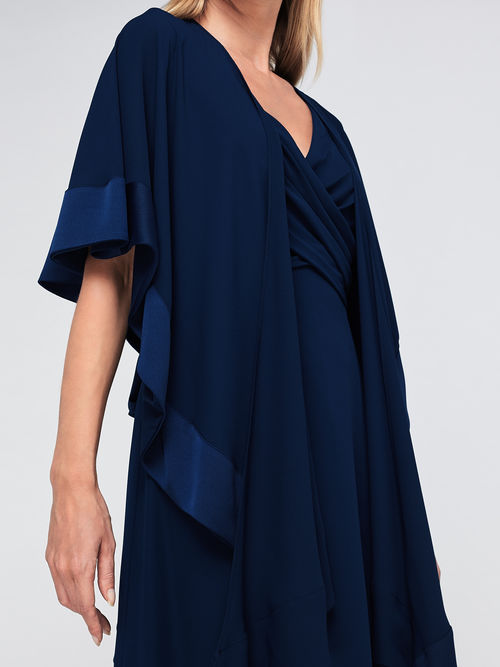 Classic Jacques Vert Dark Blue CHIFFON MAXI SHAWL DRESS 10046394