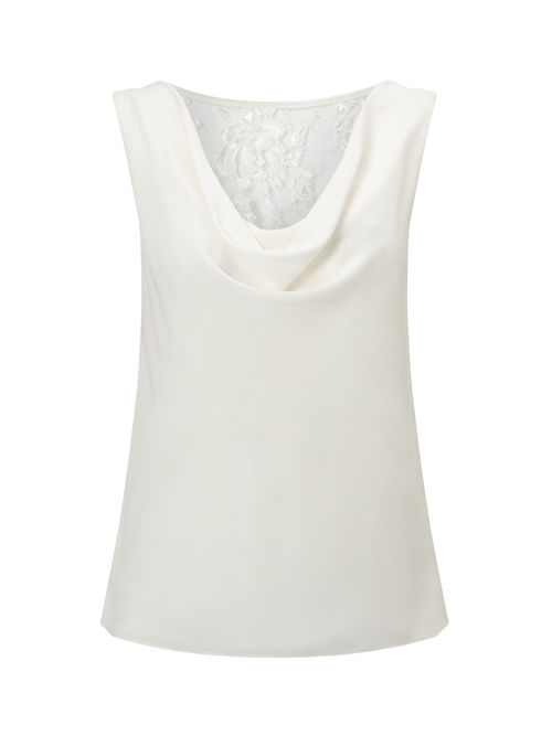 Jacques Vert 100% Polyester Ivory CREAM LACE DETAIL VEST TOP