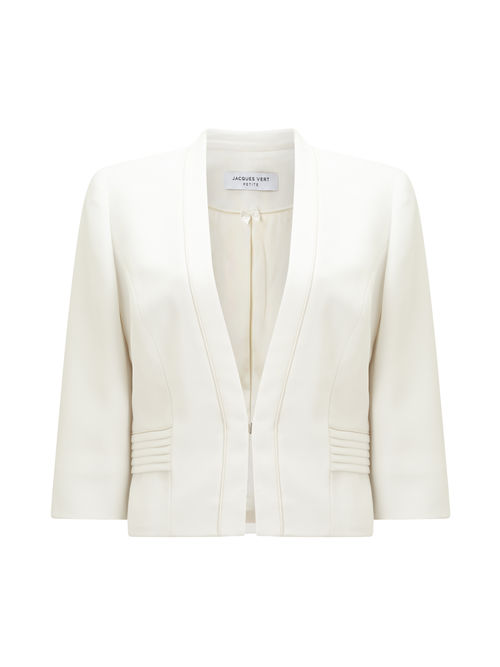 Jacques Vert 100% Polyester Ivory PETITE CREPE JACKET