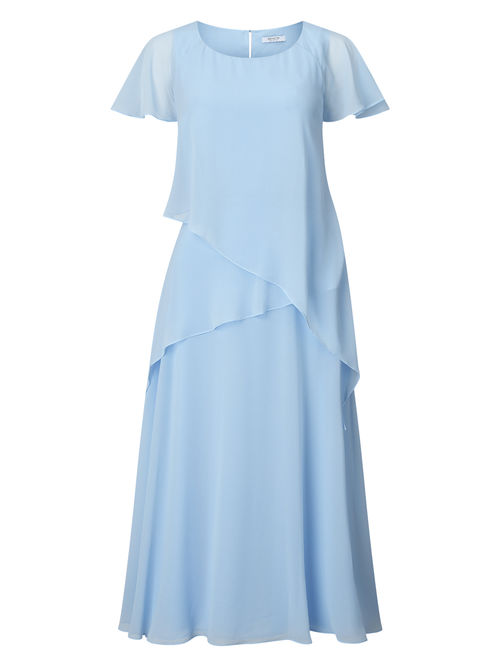Jacques Vert 100% Polyester Light Blue SOFT TIE DETAIL DRESS