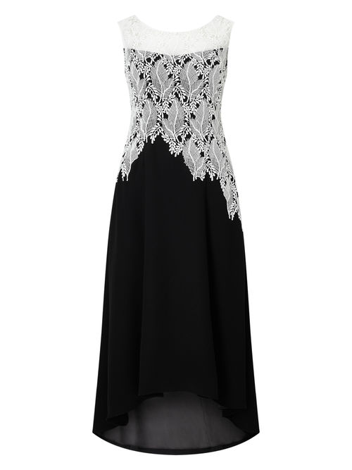 Jacques Vert 100% Polyester Multi Black LEAF FISHTAIL DRESS