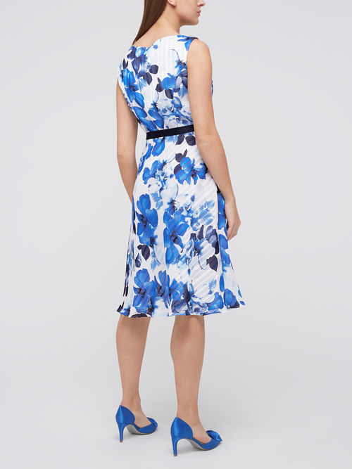 Classic Jacques Vert Multi Blue PETITE BURNOUT FLORAL DRESS 10045439