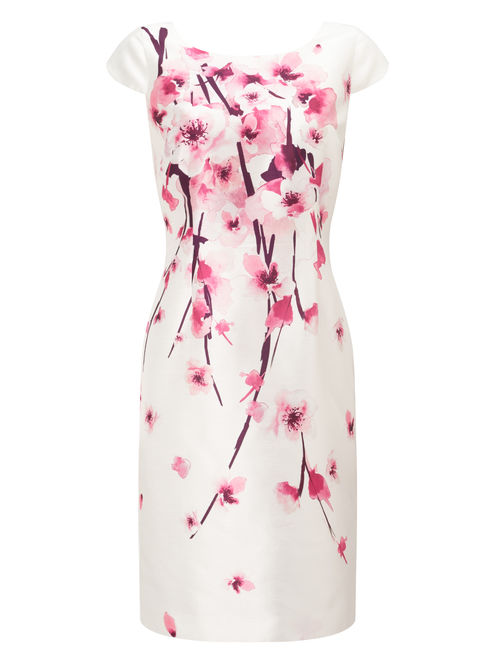 Jacques Vert 100% Polyester Multi Pink PETITE BLOSSOM SHANTUNG DRESS