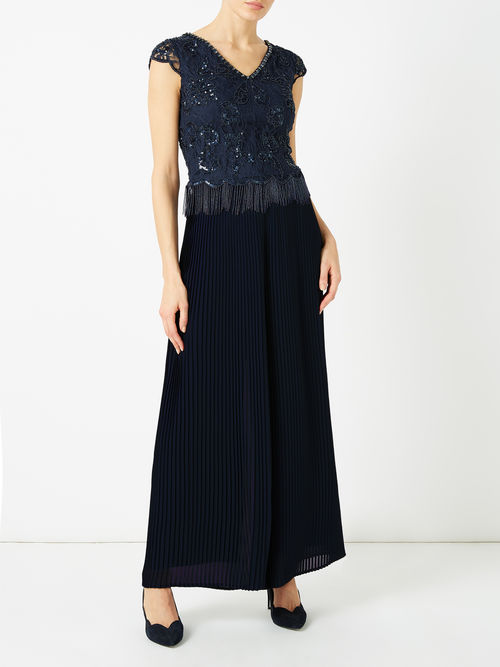 Fashion Jacques Vert Navy FULL PLEATED CHIFFON TROUSER 10045955