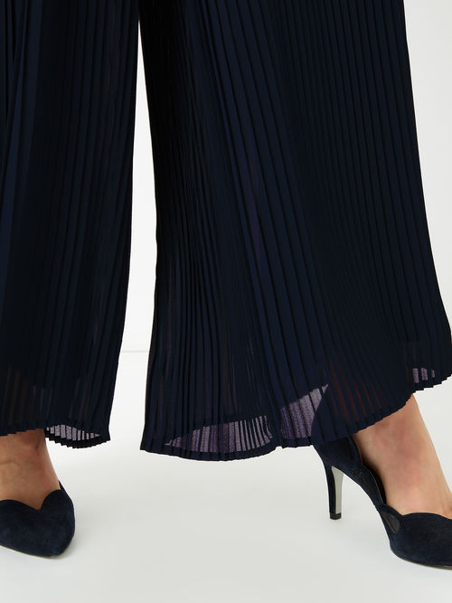 Fashion Jacques Vert Navy FULL PLEATED CHIFFON TROUSER 10045955