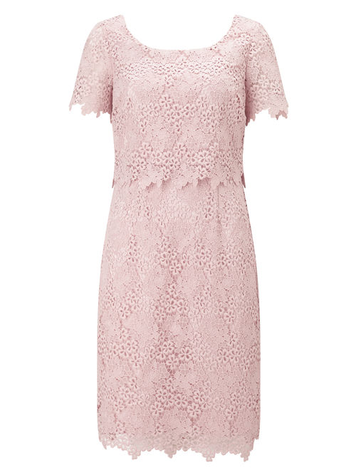 Jacques Vert 100% Polyester Pastel Pink PETITE DITSY LACE DRESS