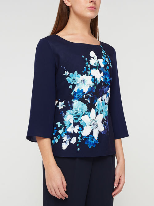 Exquisite Jacques Vert Multi Navy HAMPTON FLORAL LAYER TOP 10045965