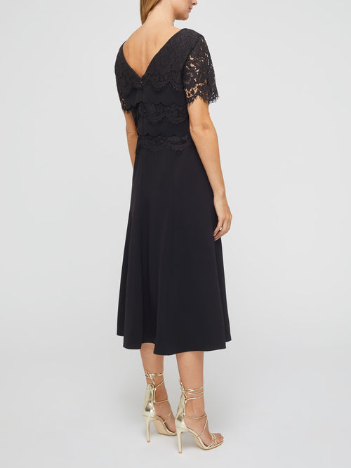 Classic Jacques Vert Black CARLENE CREPE LAYER DRESS 10046566