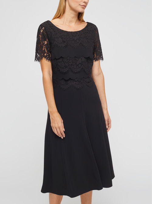 Classic Jacques Vert Black CARLENE CREPE LAYER DRESS 10046566