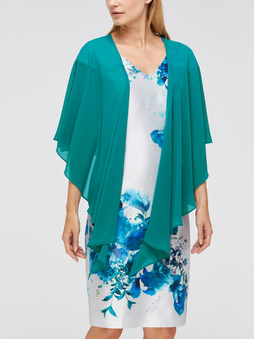 Classic Jacques Vert Bright Green BORDER CHIFFON WRAP 10046741