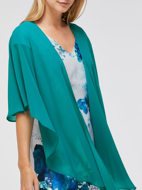 Classic Jacques Vert Bright Green BORDER CHIFFON WRAP 10046741