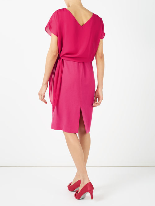 Exquisite Jacques Vert Bright Pink CREPE AND CHIFFON DRESS 10045606