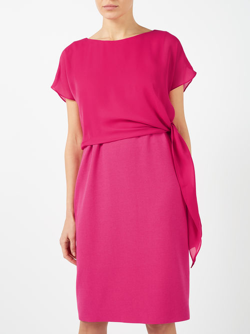 Exquisite Jacques Vert Bright Pink CREPE AND CHIFFON DRESS 10045606