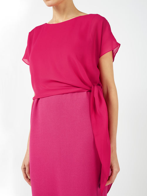 Exquisite Jacques Vert Bright Pink CREPE AND CHIFFON DRESS 10045606