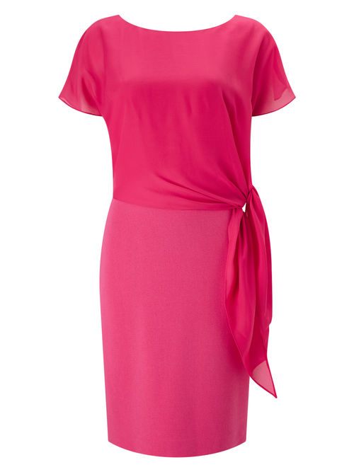 Jacques Vert Cap Sleeve Bright Pink CREPE AND CHIFFON DRESS