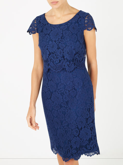 Outstanding Jacques Vert Dark Blue LAYER LACE DRESS 10045755