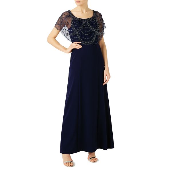 Jacques Vert Dresses - Beaded shawl maxi dress