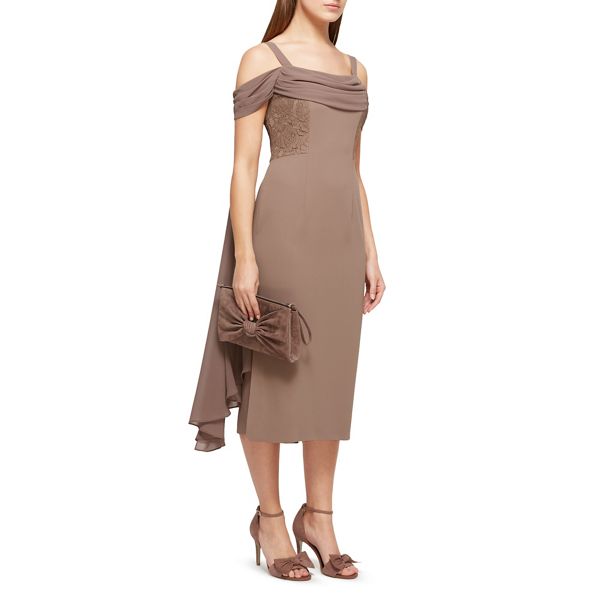 Jacques Vert Dresses - Lila lace insert drape dress