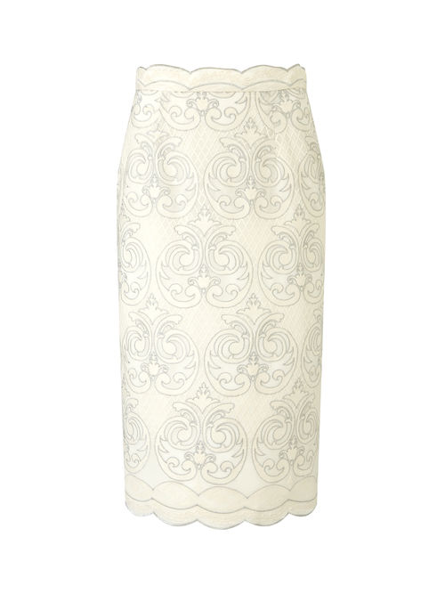 Jacques Vert Ivory EMBROIDERED PENCIL SKIRT