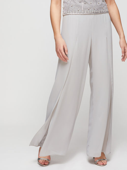 Hot Sale Jacques Vert Mid Grey SIDE SPLIT CHIFFON TROUSER 10045951