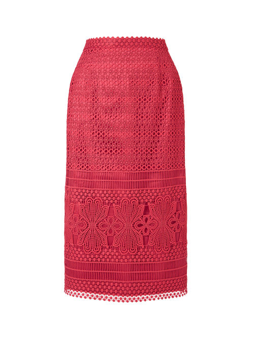 Jacques Vert Mid Red GEO LACE SKIRT